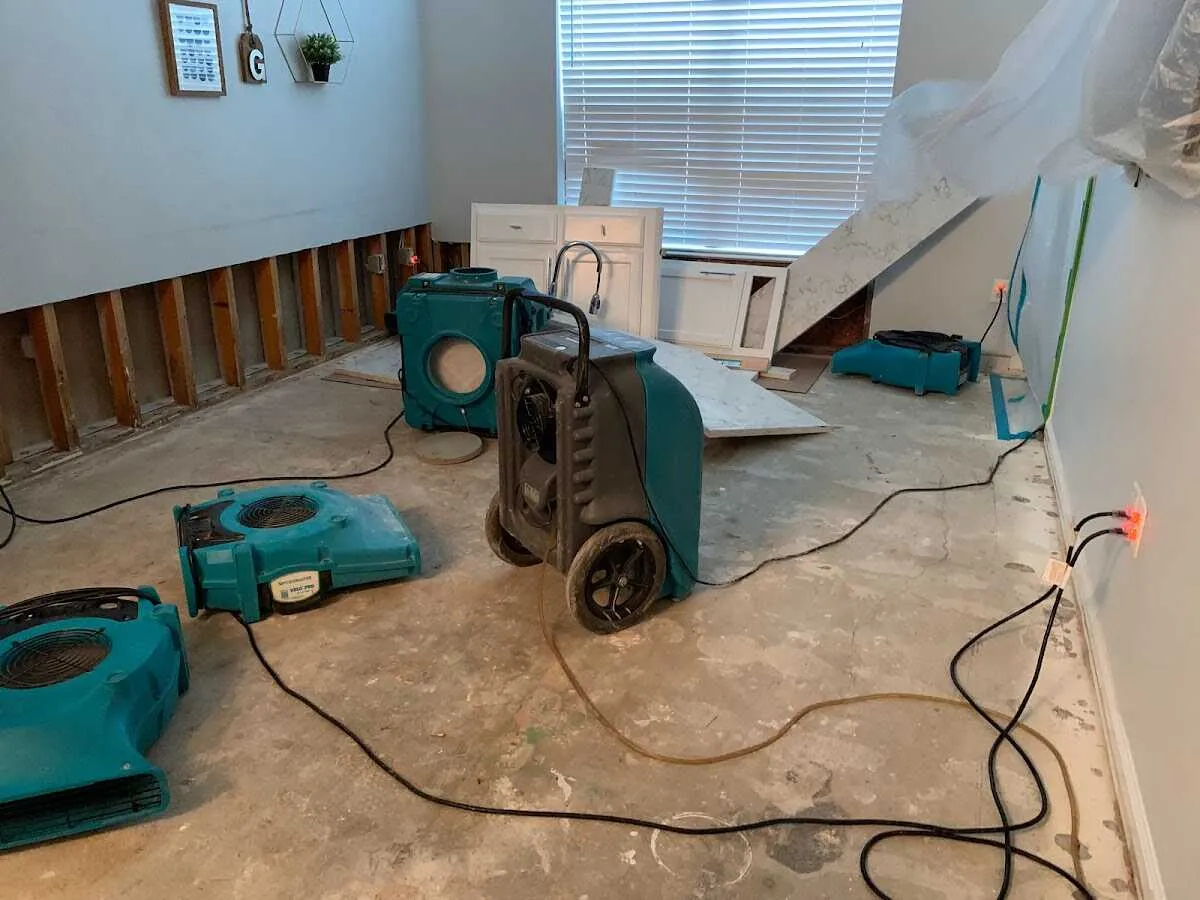Dehumidifier in flood-cut room for Water Extraction & Removal in Manteno